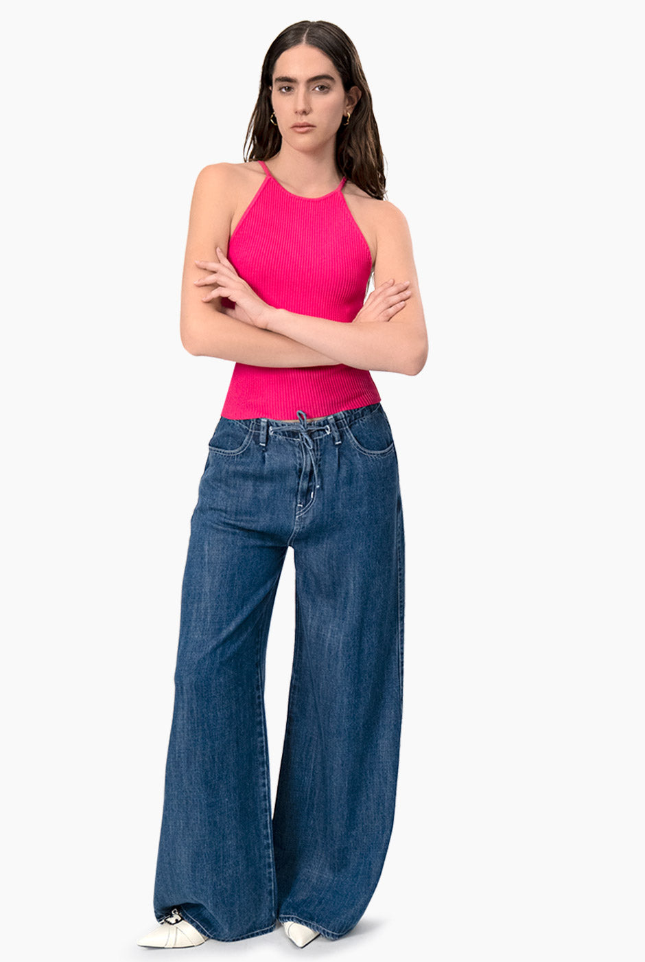 Jeans de pierna amplia y jareta