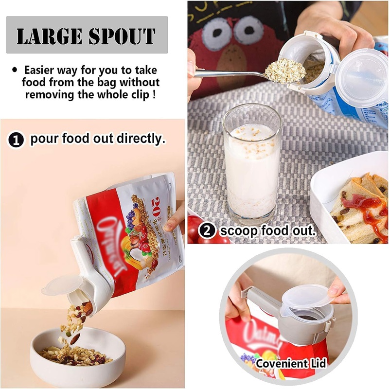 Bag Clips for Food - Food Storage Sealing Clips with Pour Spouts