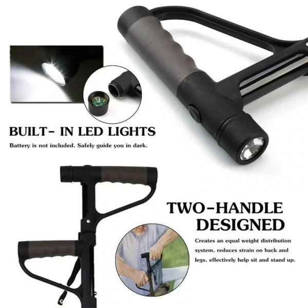 (🔥Last Day Promotion-SAVE 50% OFF)-Aluminum Alloy With LED Light Non-Slip Height Adjustable Foldable Walking Stick-BUY 2 GET 10% OFF & FREE SHIPPING