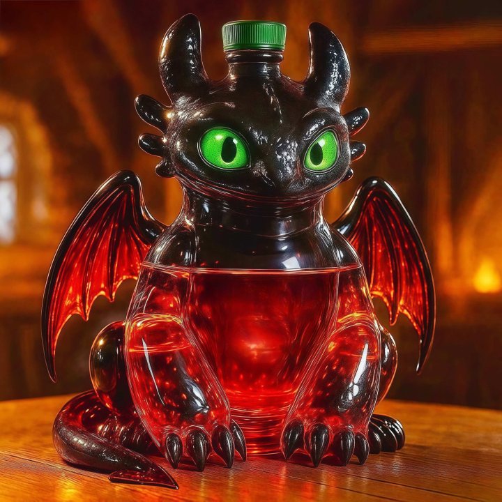 🐉🔥 Toothless Whiskey Bottle - The Night Fury of Your Bar