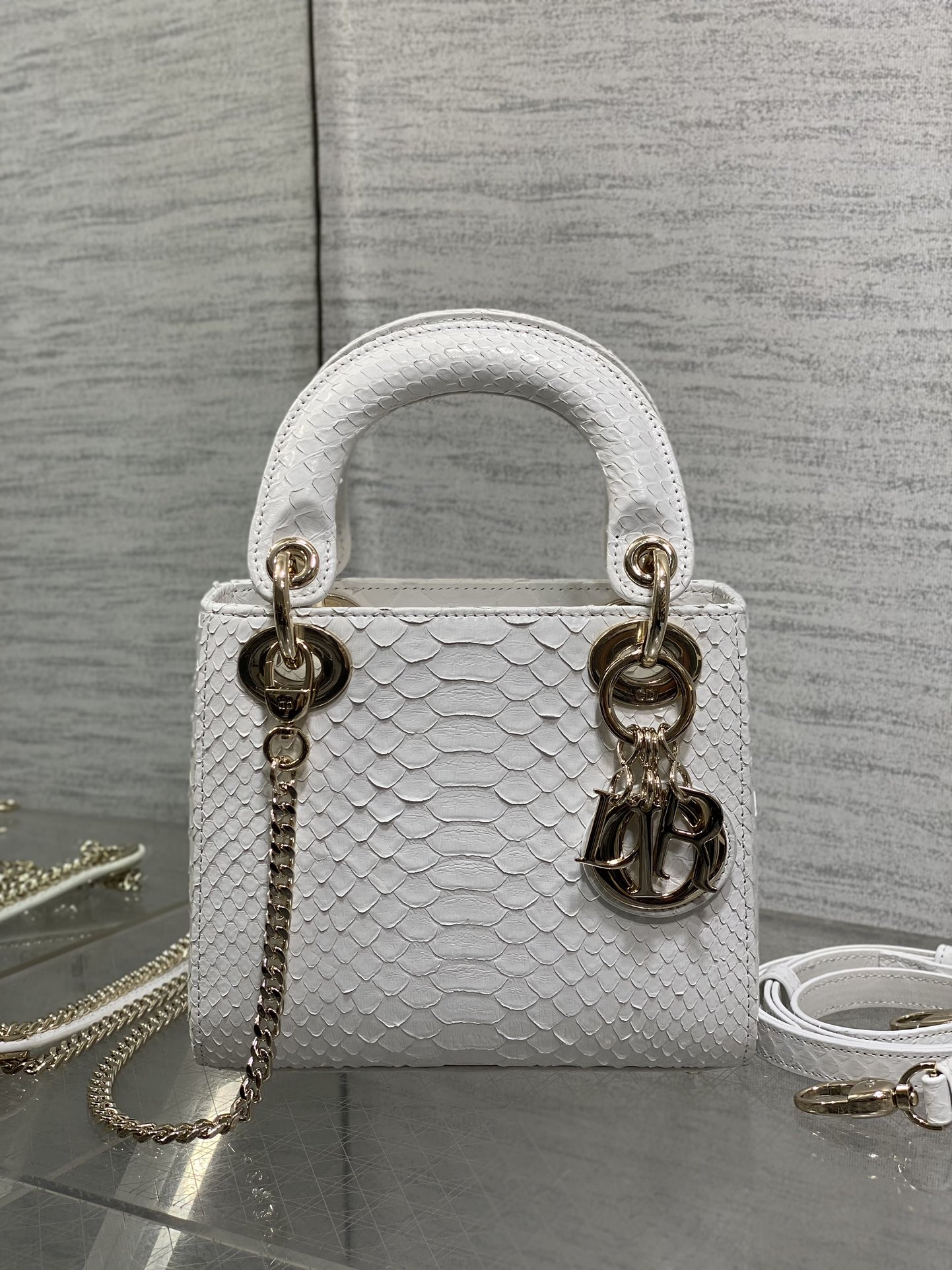 Dior Lady three-grid rare snakeskin Princess Diana bag