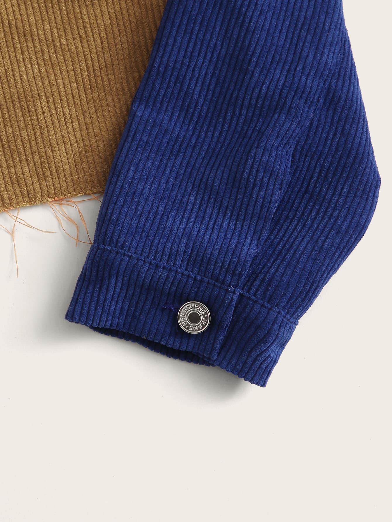 SHEIN Flap Detail Colorblock Corduroy Jacket