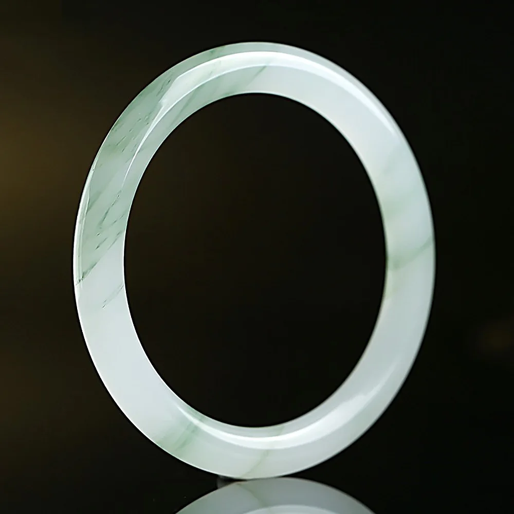 Golden Silk Jade Widened Bracelet Charm Jadeite Fine Jewelry Natural Ice Jade Round Women's Bangle Gift For Mother Free Shipping