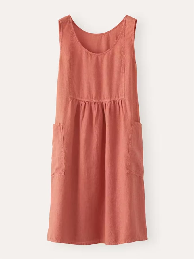 Cotton Linen Round Neck Sleeveless Pocket Simple Dress