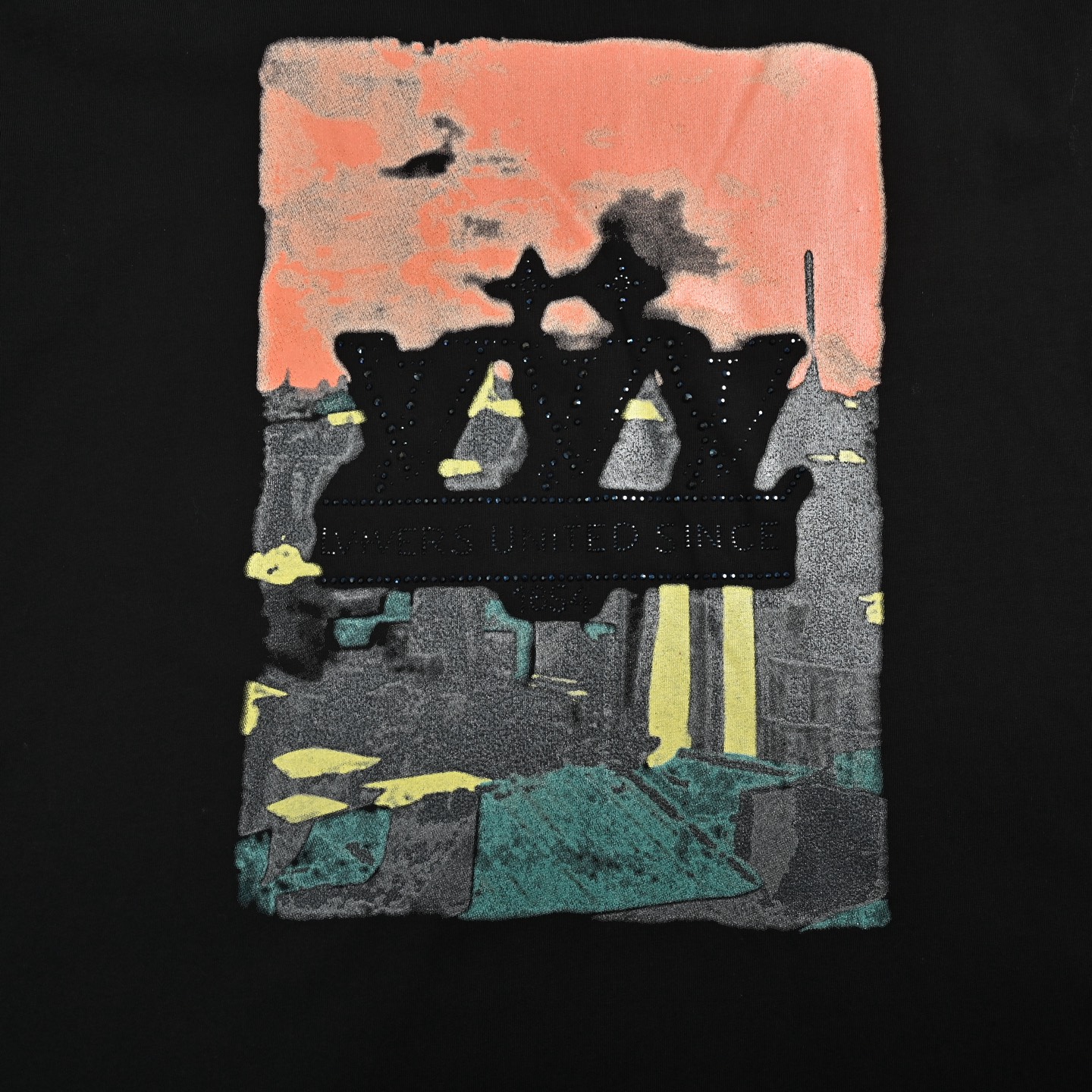 Louis Vuitton 25ss rooftop sunset rhinestone short sleeve