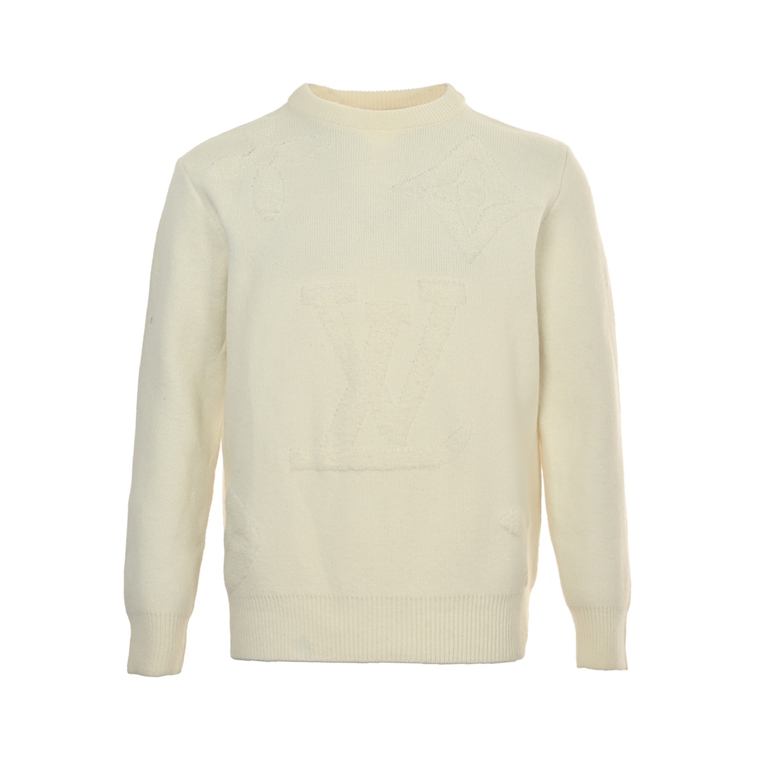 Louis Vuitton 24Fw obscure monogram four-leaf clover large logo intarsia sweater