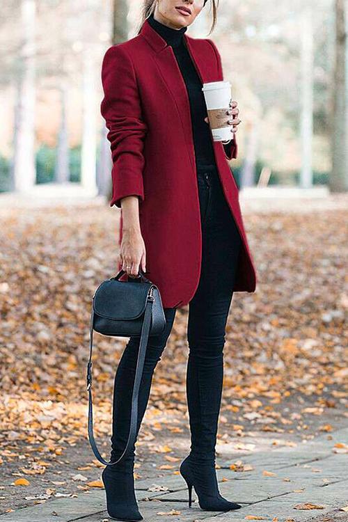 Heididress Ellen Stand Collar Open Front Pockets Coat