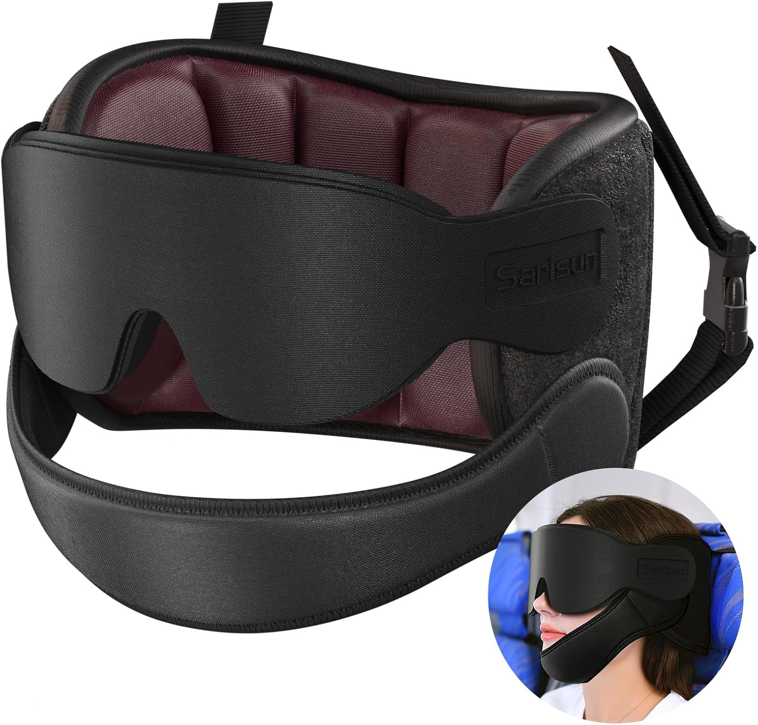 HOT SALE🔥Travel Pillows with Sleep Eye Mask and Chin Strap