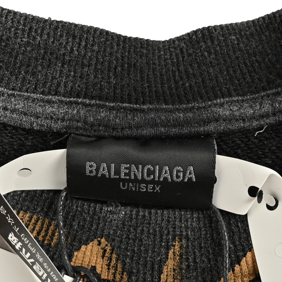 Balenciaga 24Fw Double B Hand-Painted Letters Washed Crew Neck Sweatshirt