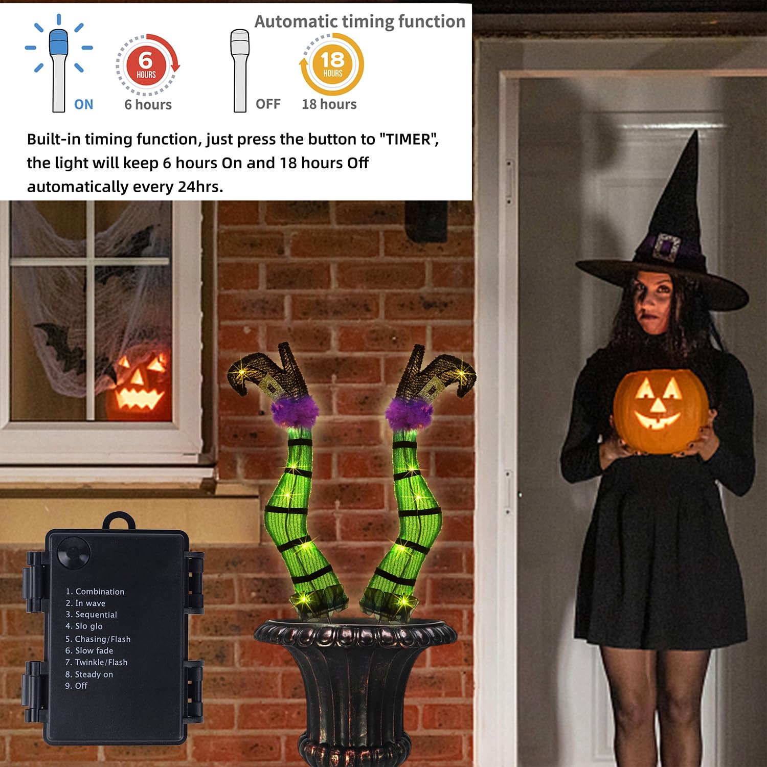 Halloween Lighted Wicked Witch Legs with Stakes - Height- 22