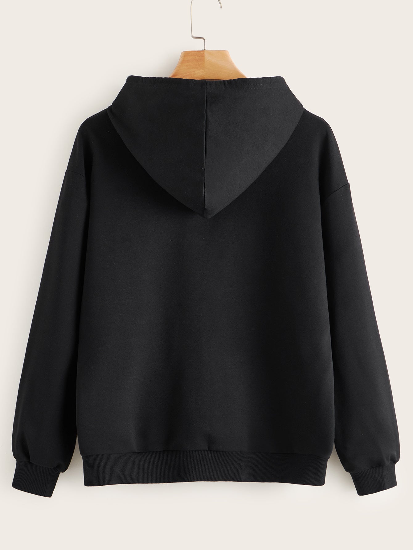 Butterfly Embroidered Kangaroo Pocket Drawstring Hoodie
