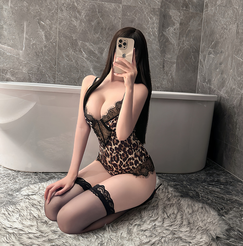 Sexy lingerie, lace, leopard print, seductive and alluring bodysuit