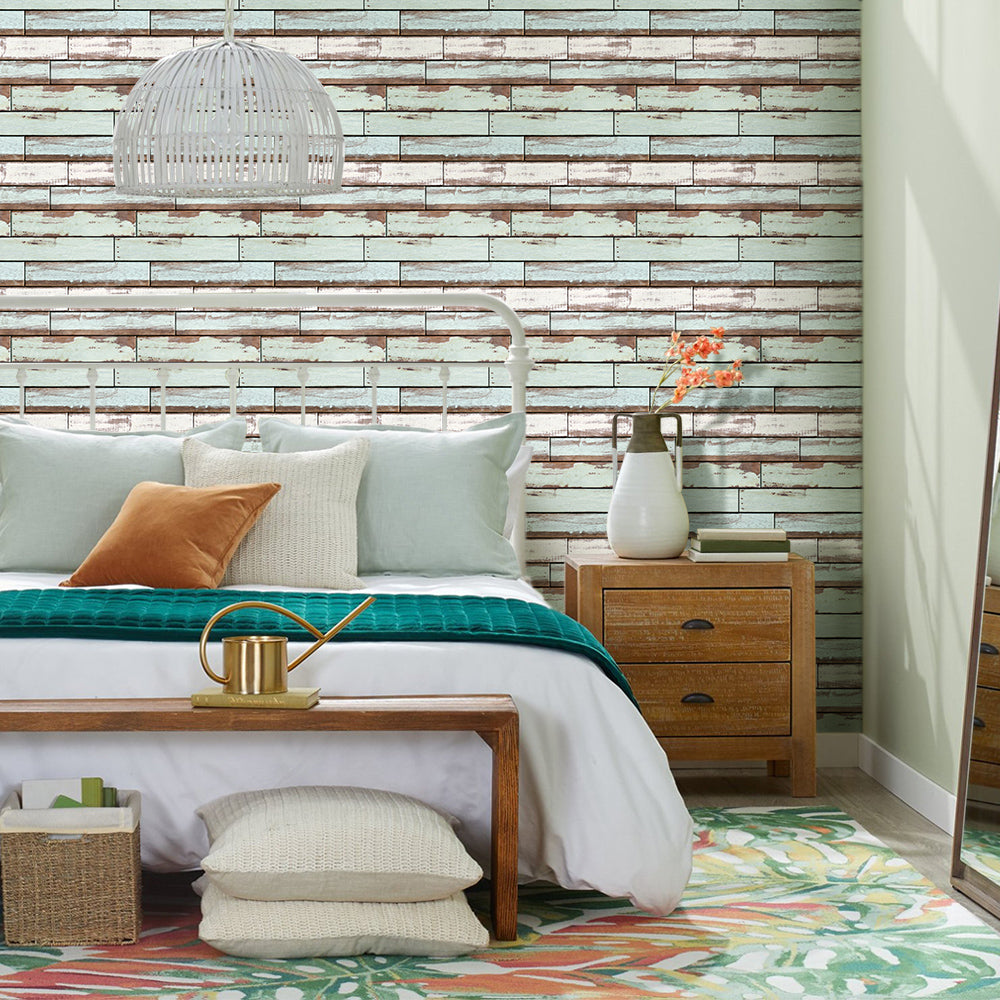 3D Vintage Green Shiplap Wood Peel and Stick Wall Tile