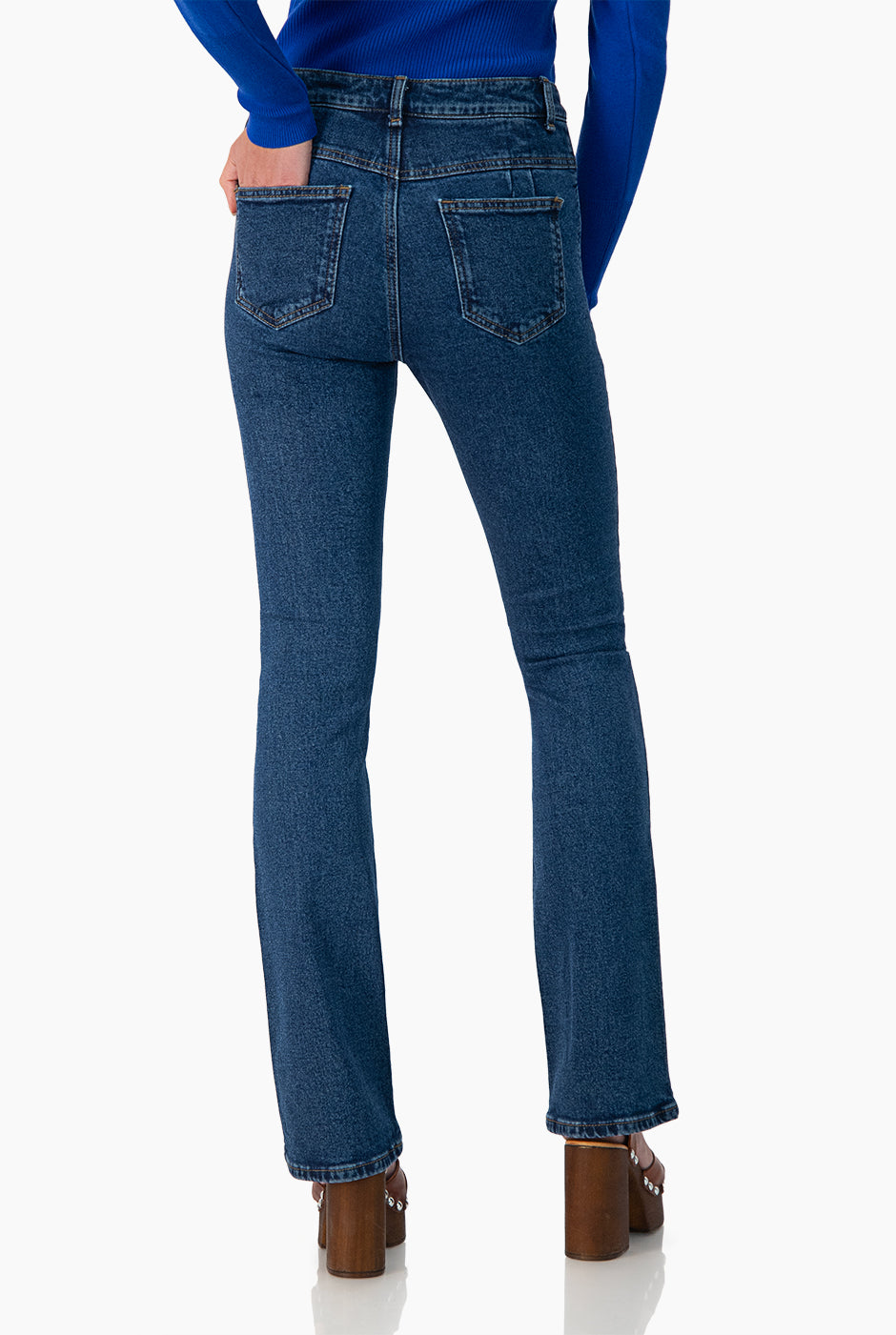 Jeans de mezclilla recto con alforza