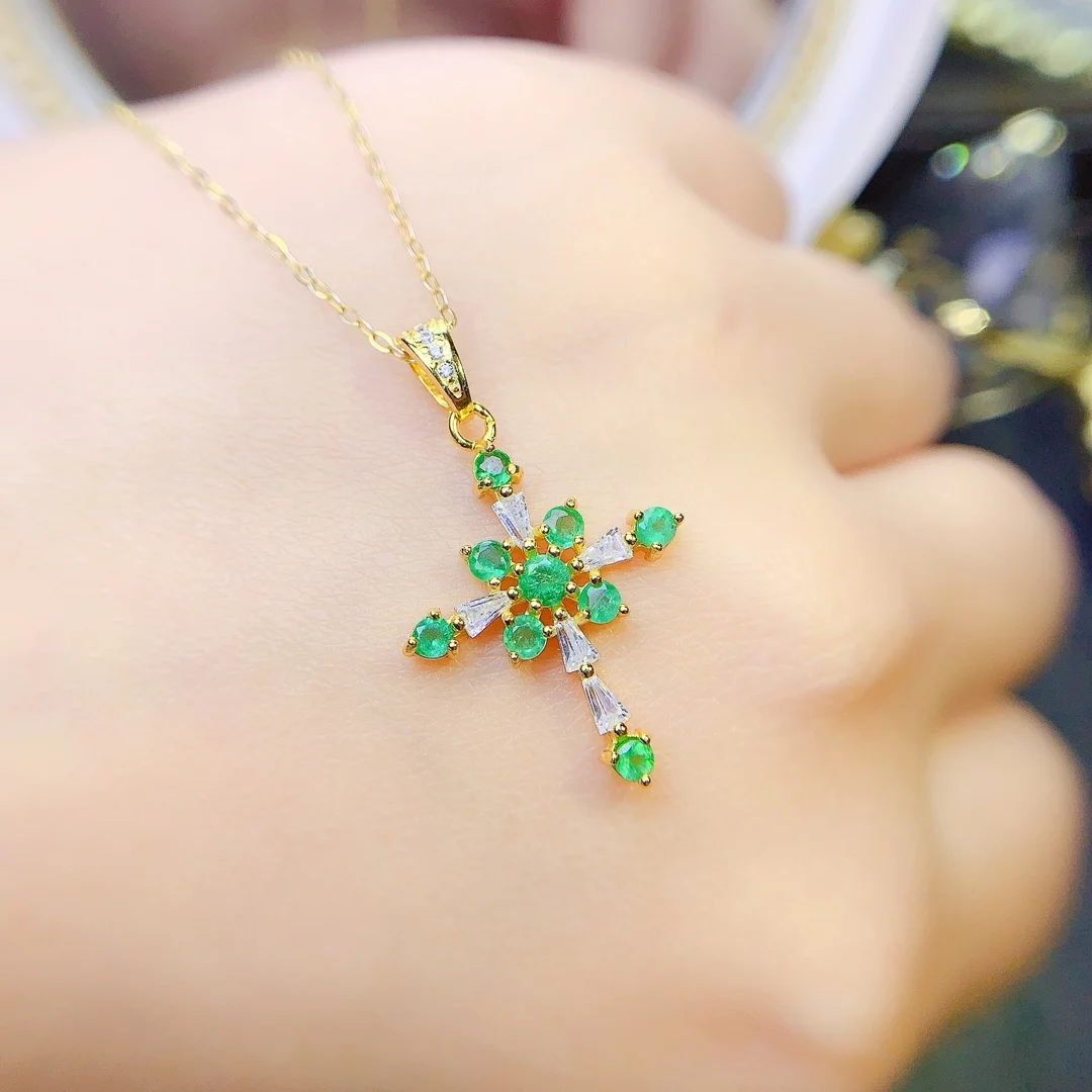 Emerald Ladies Necklace Christmas Pendant 925 Sterling Silver Ladies Necklace Gemstone 925 Sterling Silver Jewelry Certified