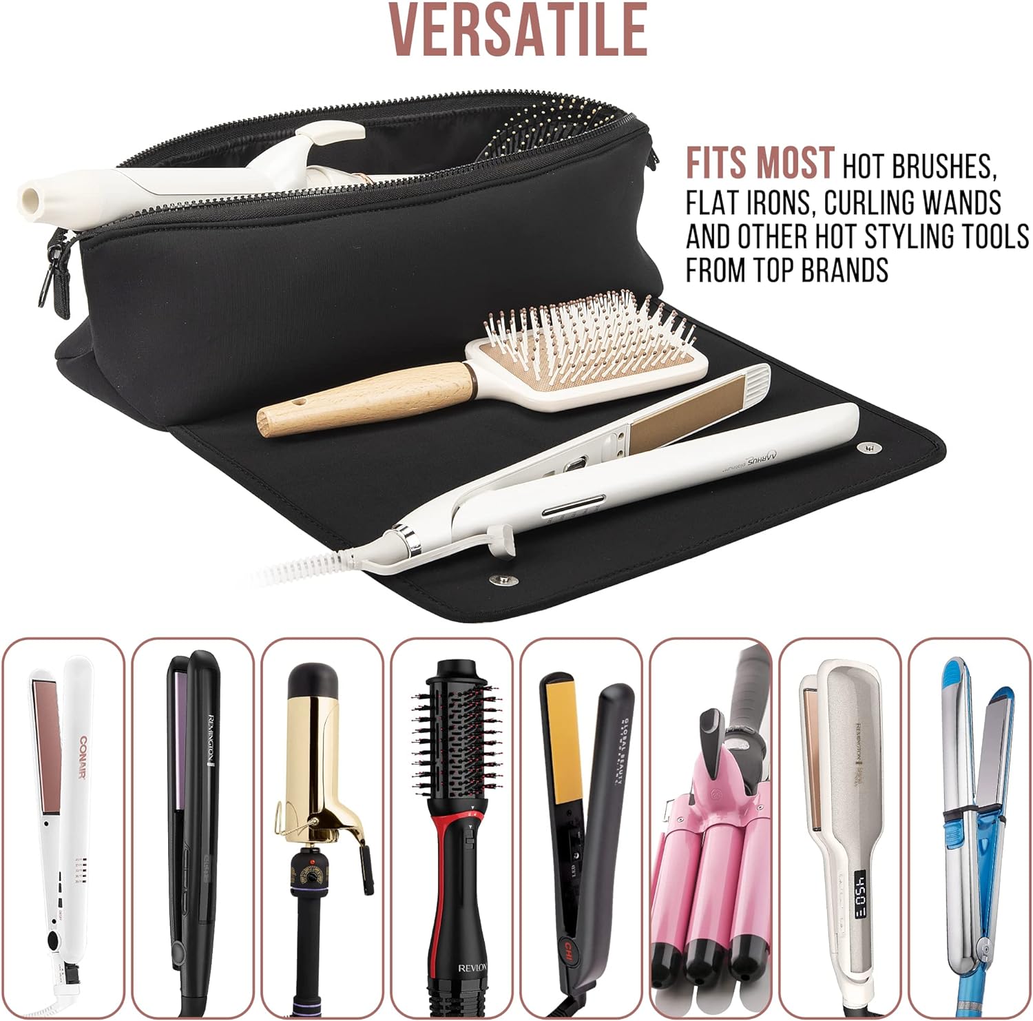 Large Capacity Hair Tools Travel Bag Heat Resistant Mat for Flat Irons