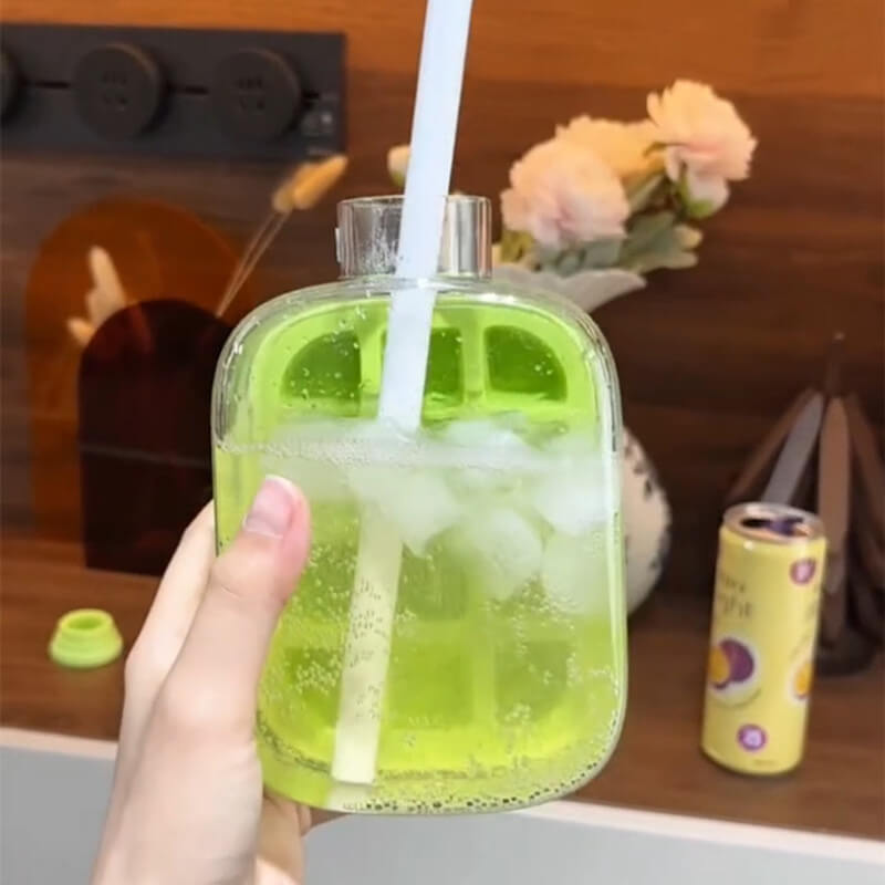 🔥On Sale🔥Ice Cube Bottle With Straw