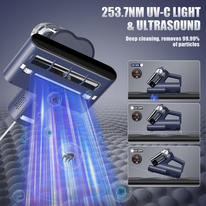 Mattress Vacuum Cleaner | 16000Pa UV Mite Remover with Hot Air & LED Display