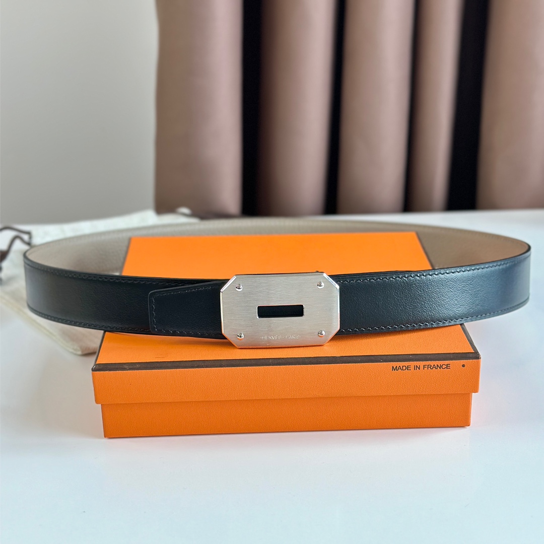 Hermès new double-faced calfskin belt width 3.2CM