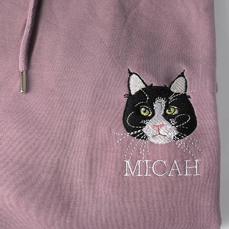 Custom Pet Portrait Embroidered Hoodie