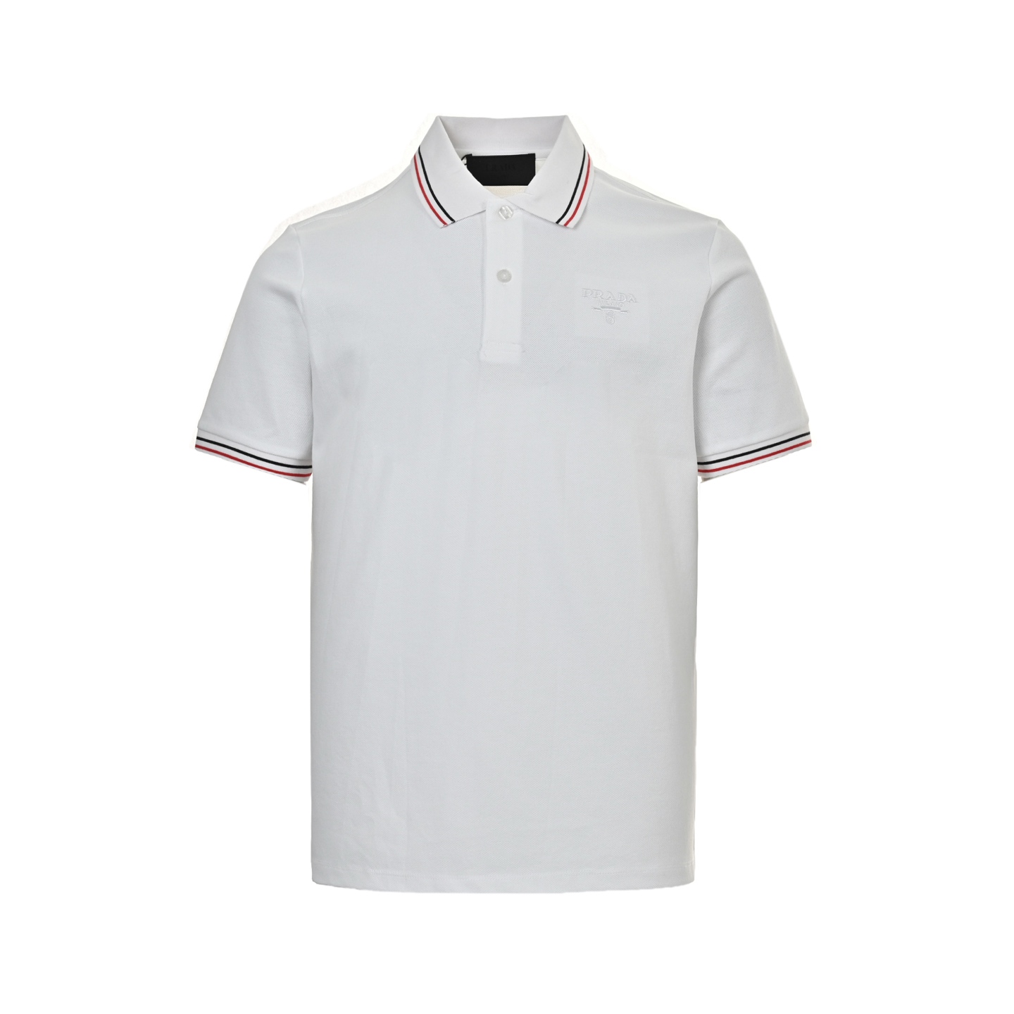 Prada 25ss contrast striped chest embroidery Polo short sleeve