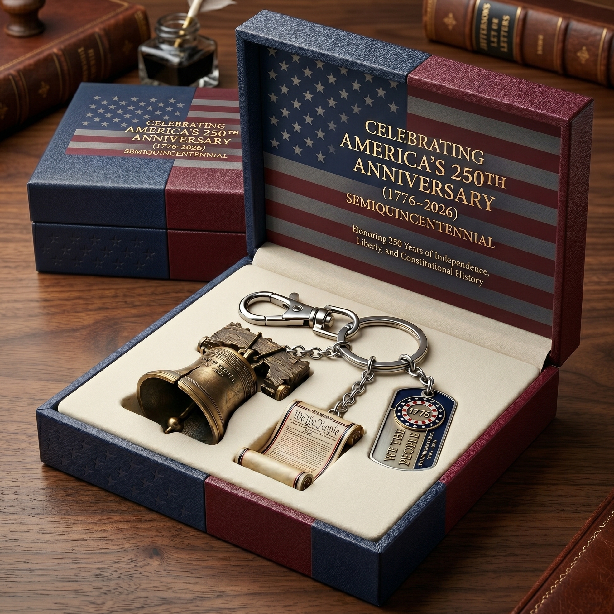 🇺🇸 We The People 250th: Liberty Bell Keychain – Patriot Edition 🛎️