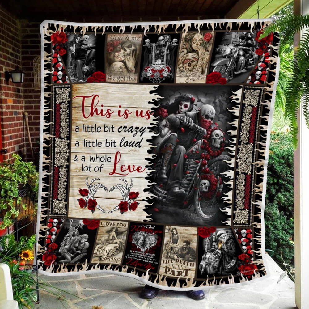 Skull Biker Couple. This Is Us Sofa Throw Blanket