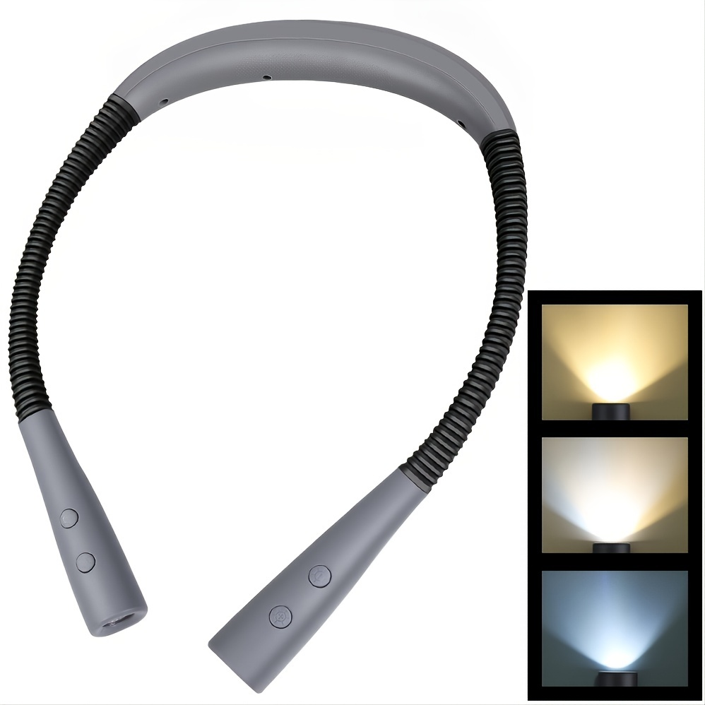 Book Light For Reading LED Neck Reading Light, Book Light For Reading In Bed, 60-min Timer, 3 Colors & 3 Brightness Adjustable, Rechargeable & Long Lasting, Perfect For Reading, Knitting & Repairing