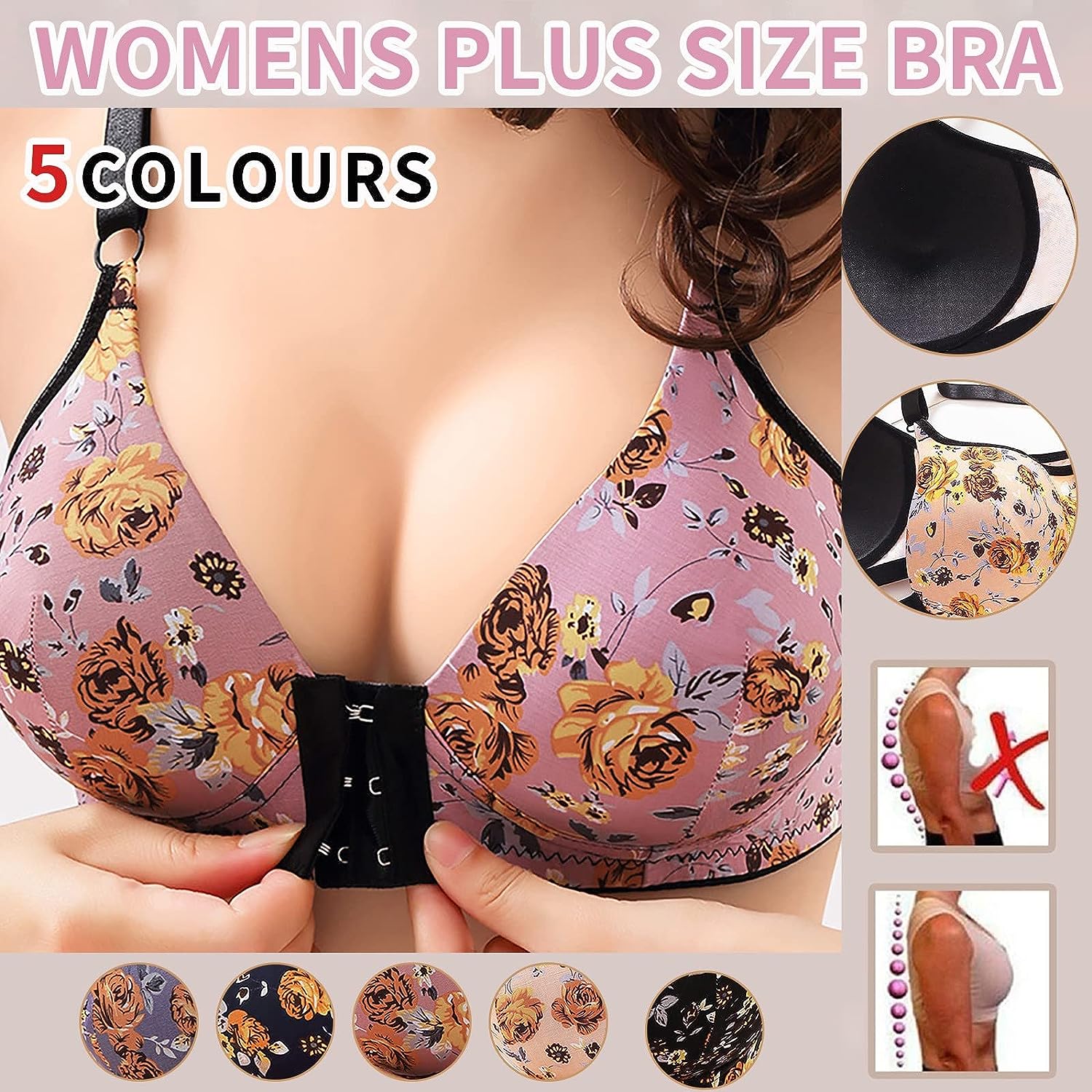 (🔥Last Day Promotion-SAVE 50% OFF) --Comfortable & Convenient Front Button Print Bra-🔥BUY 2 GET 10% OFF & FREE SHIPPING