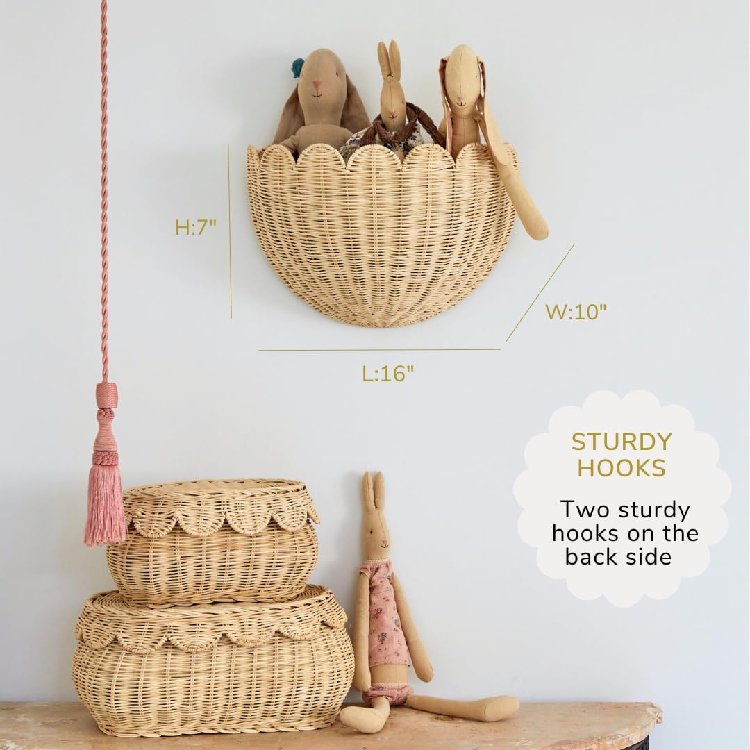 🔥On Sale🔥Scalloped Wicker Wall Basket - Hand Woven Basket