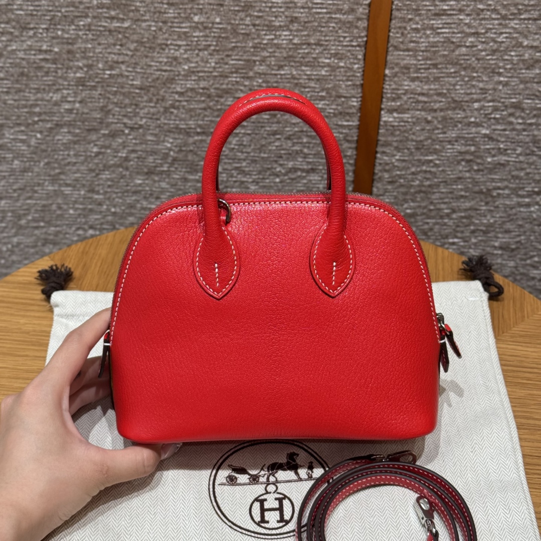 Hermès Mini Bolide S3Rouge Coeur9RLime Handbag (Handmade to order)