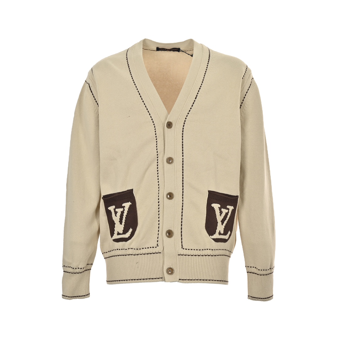 Louis Vuitton 24Fw Pocket Monogram Jacquard Topstitch Cardigan Sweater