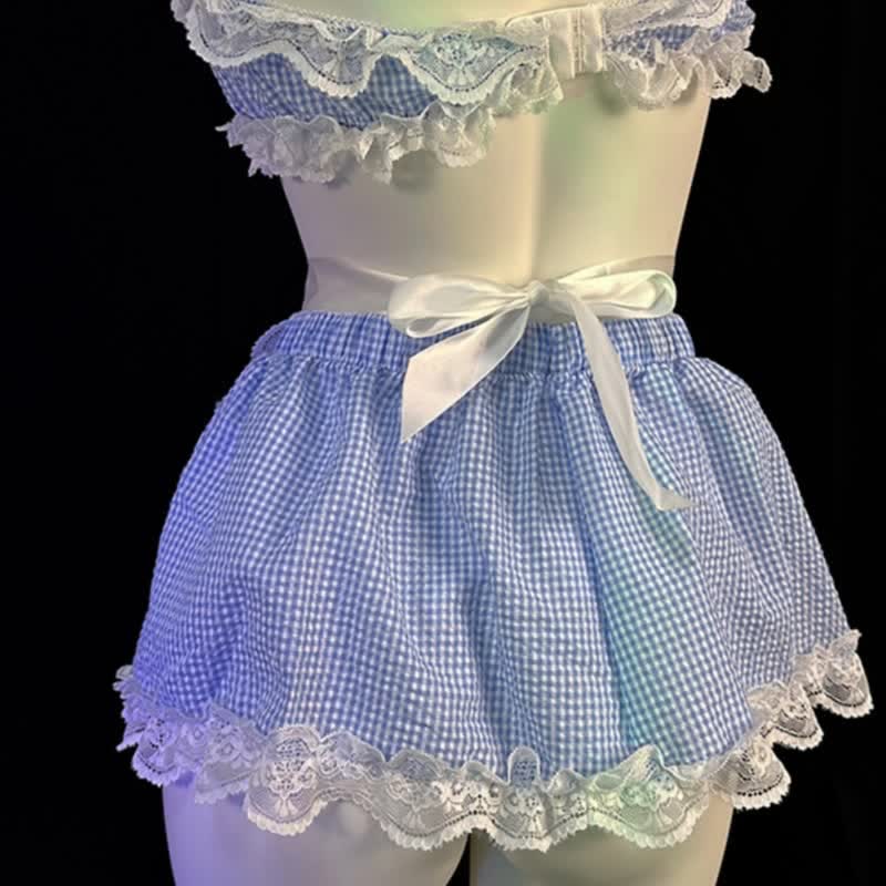 Sexy Maid Lace Bow Stockings Lingerie Dress