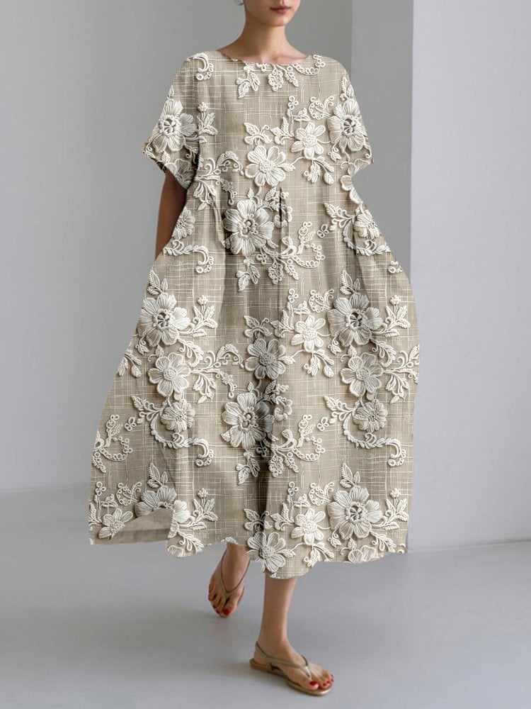Women's Casual Floral Embroidery Print Dress