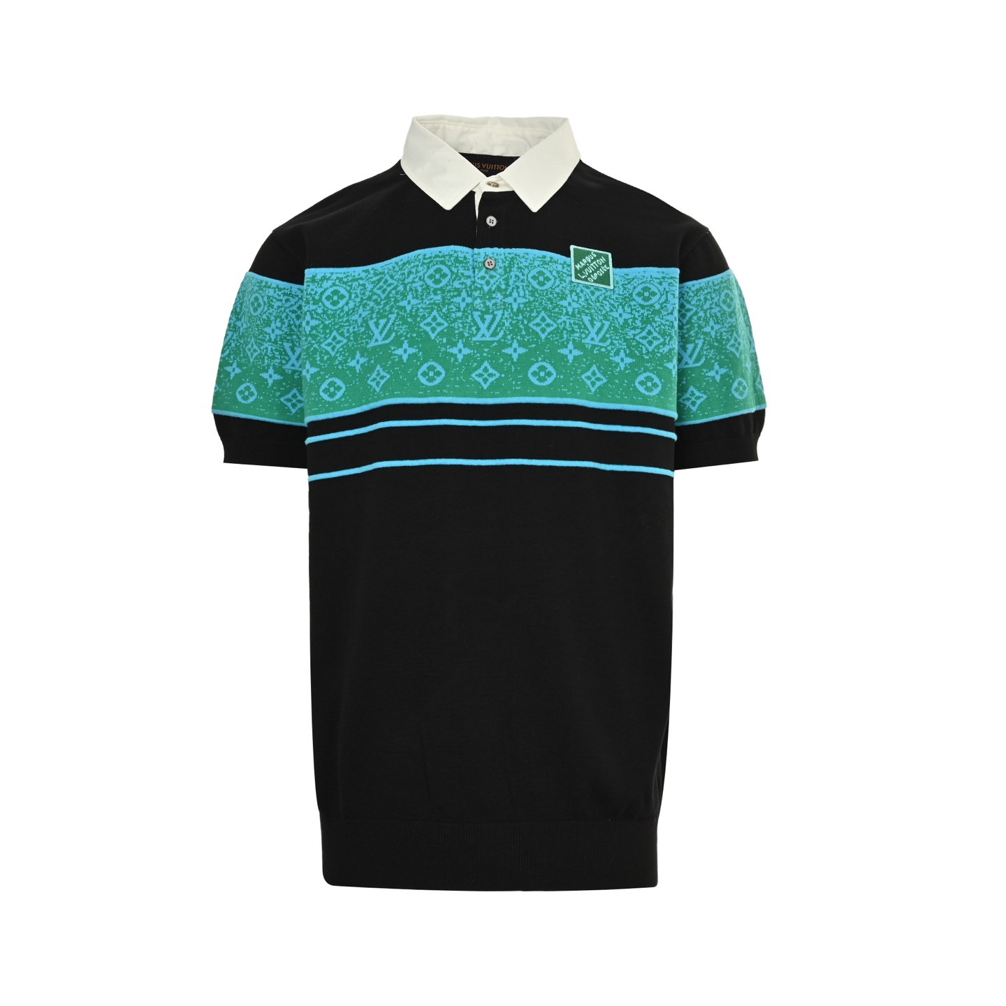 Louis Vuitton 25ss Snake Series Green Splicing Knitted Polo Short Sleeve