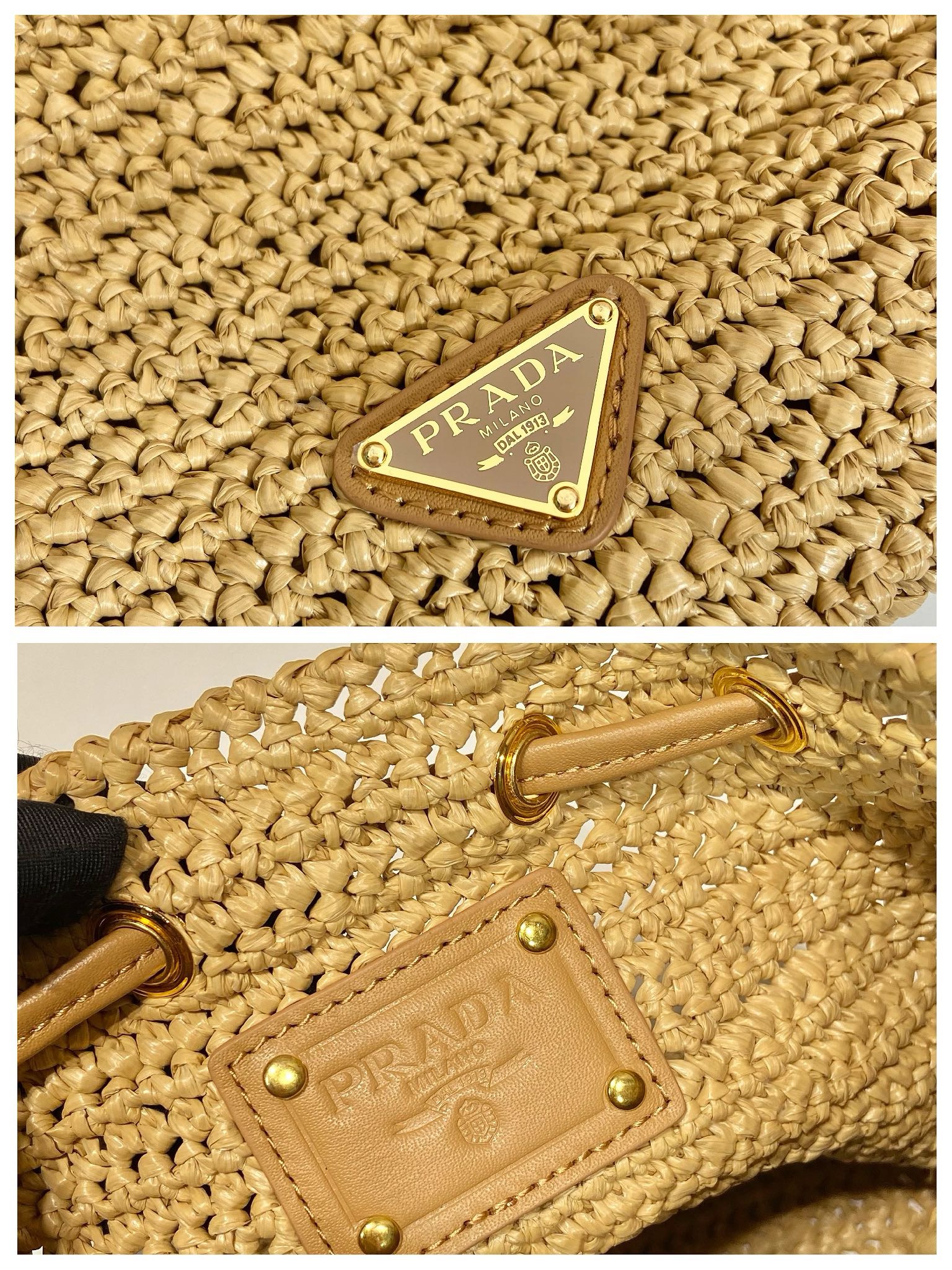 Prada Straw Bucket Bag 1BE068