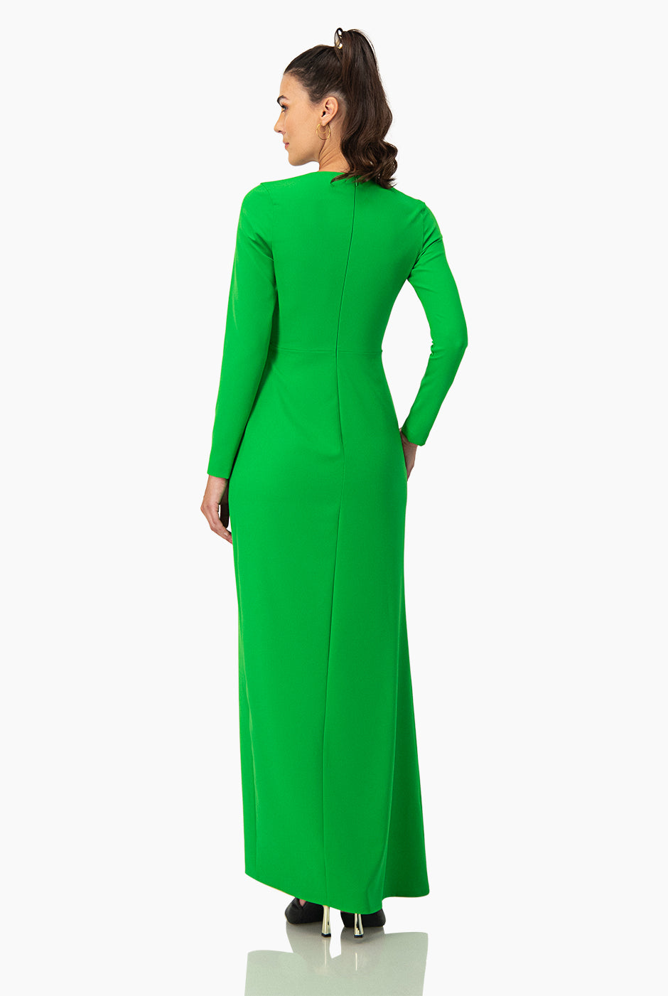 Vestido largo cruzado de manga larga