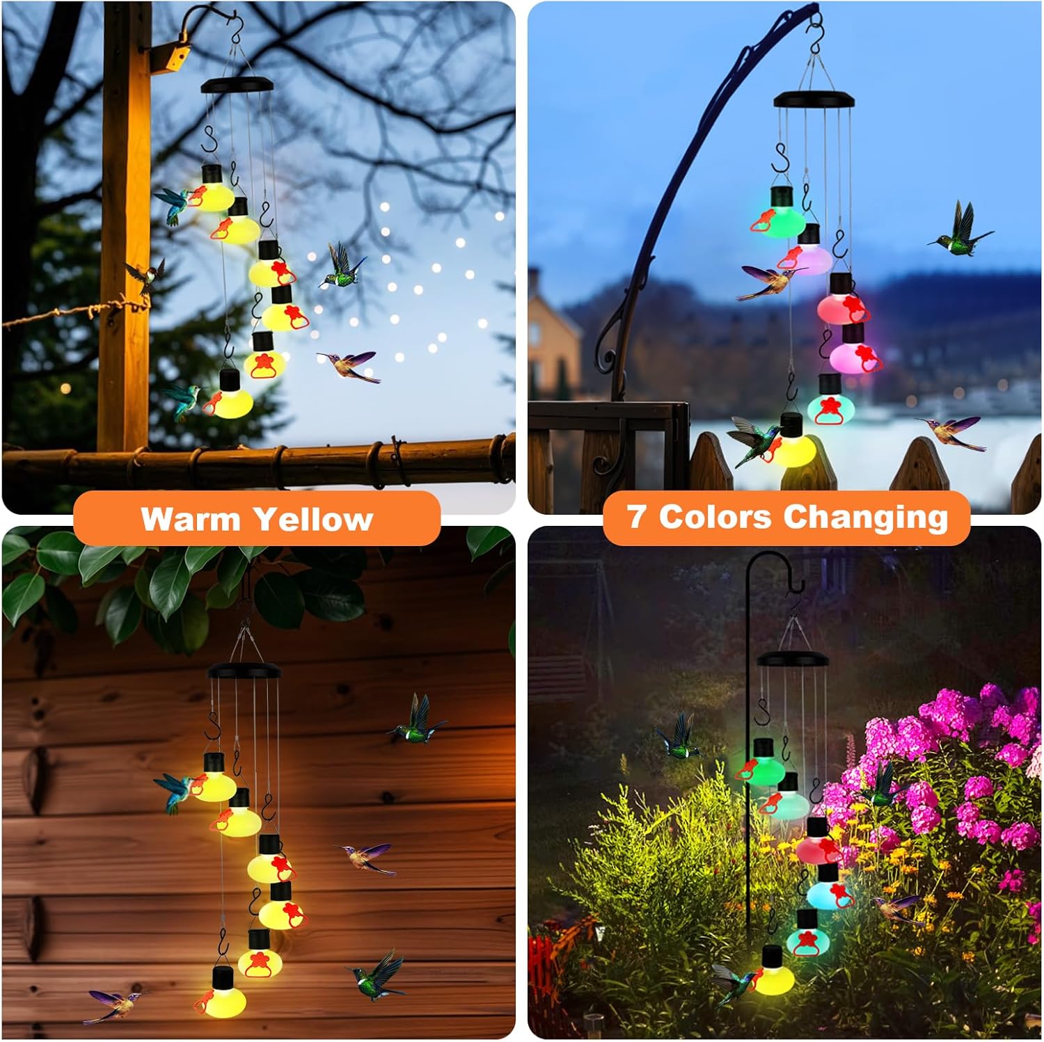🔥Last Day 50% OFF🔥Unique Charming Wind Chimes Solar Lights Hummingbird Feeders