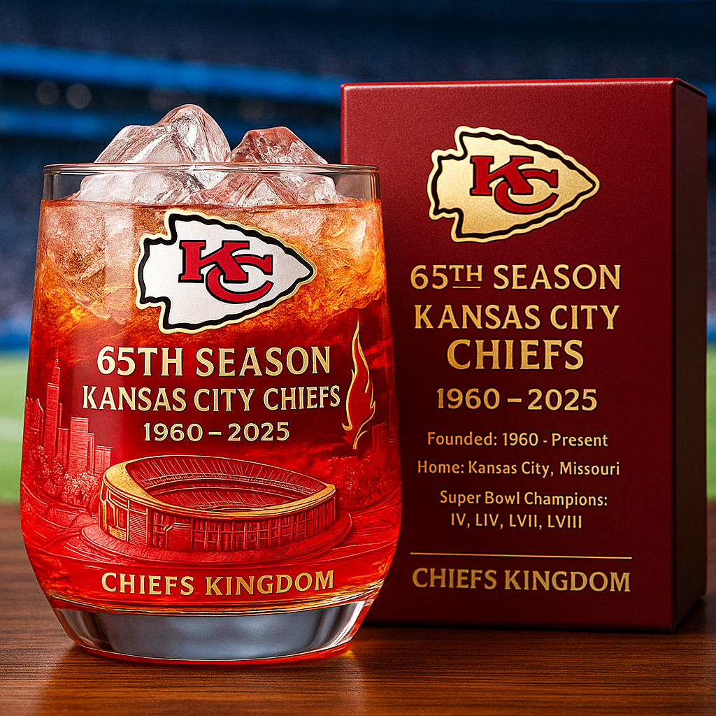 Kansas City Chiefs 65th Season Anniversary Whiskey Glass