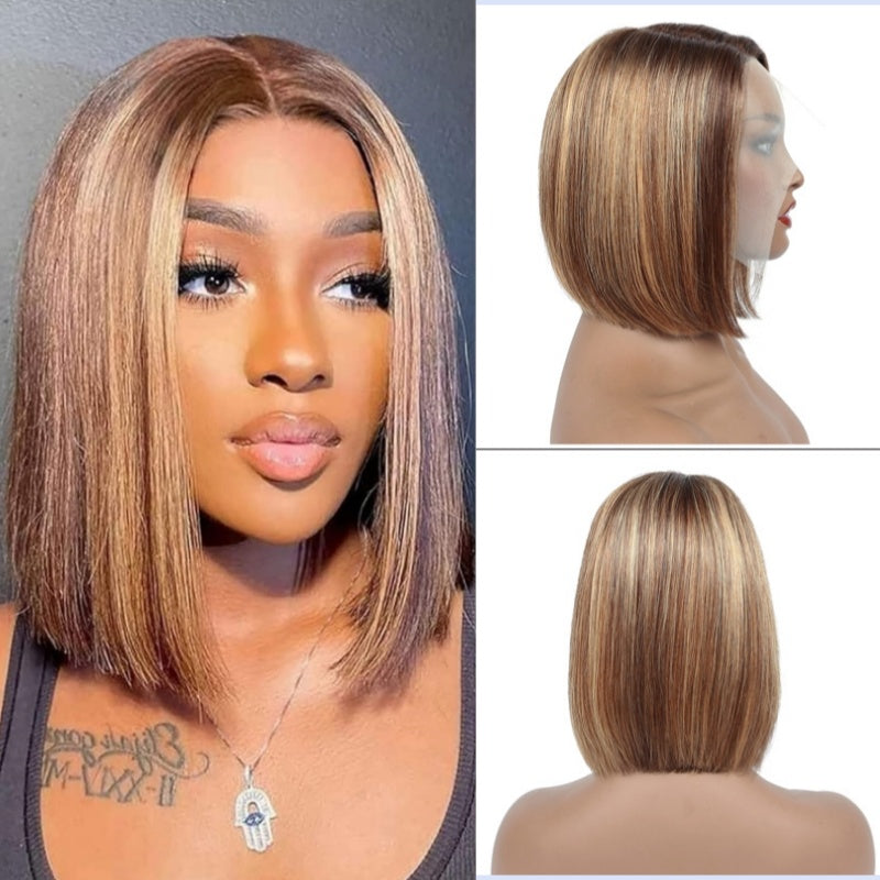 2024 Human Hair Wigs Blonde Bob Wigs|Remy gradient human hair