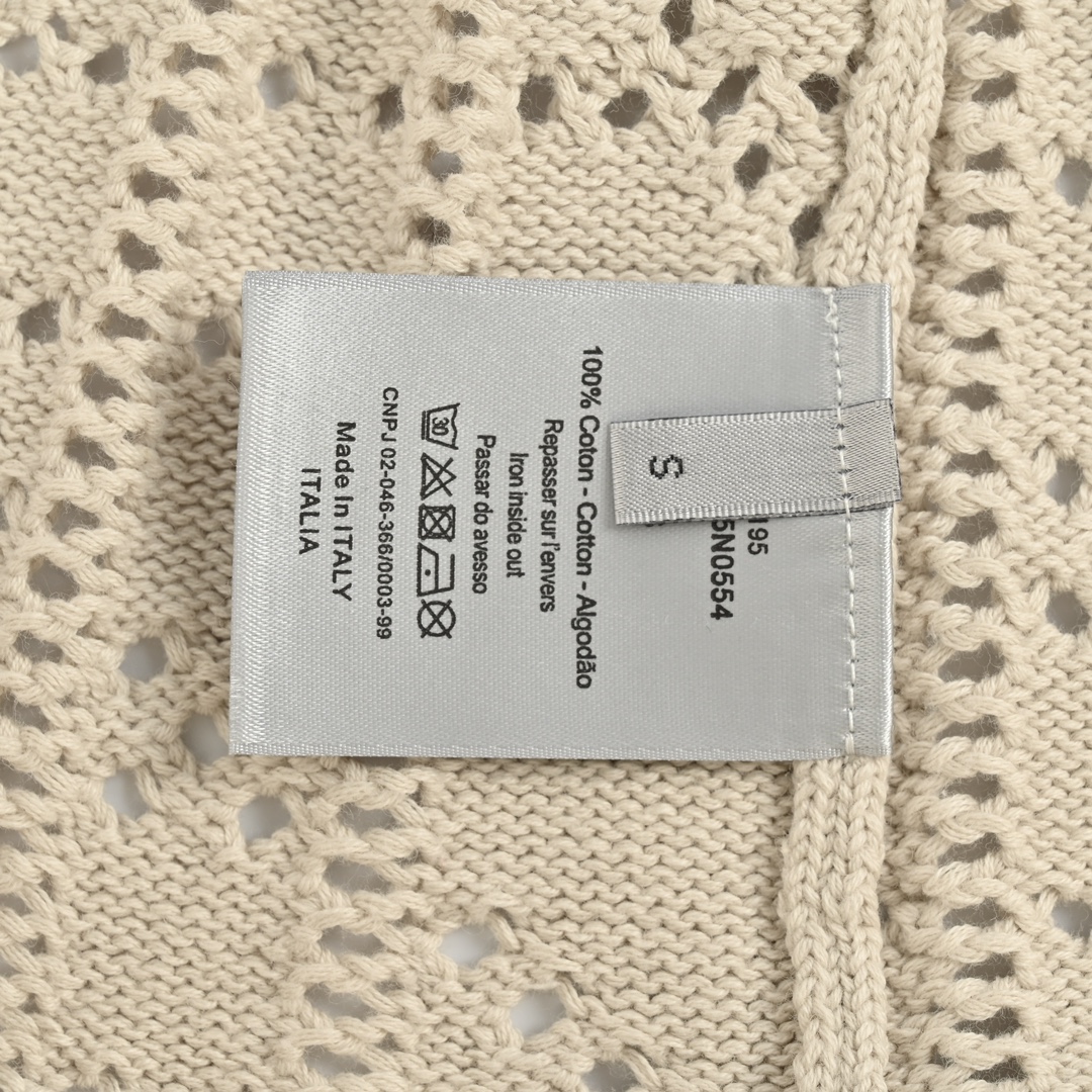 Dior 24ss openwork knit short-sleeved cardigan