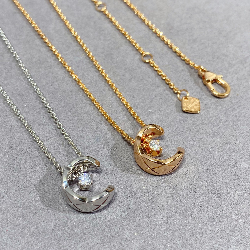 Chanel CNC Carved Diamond Water Moon Necklace