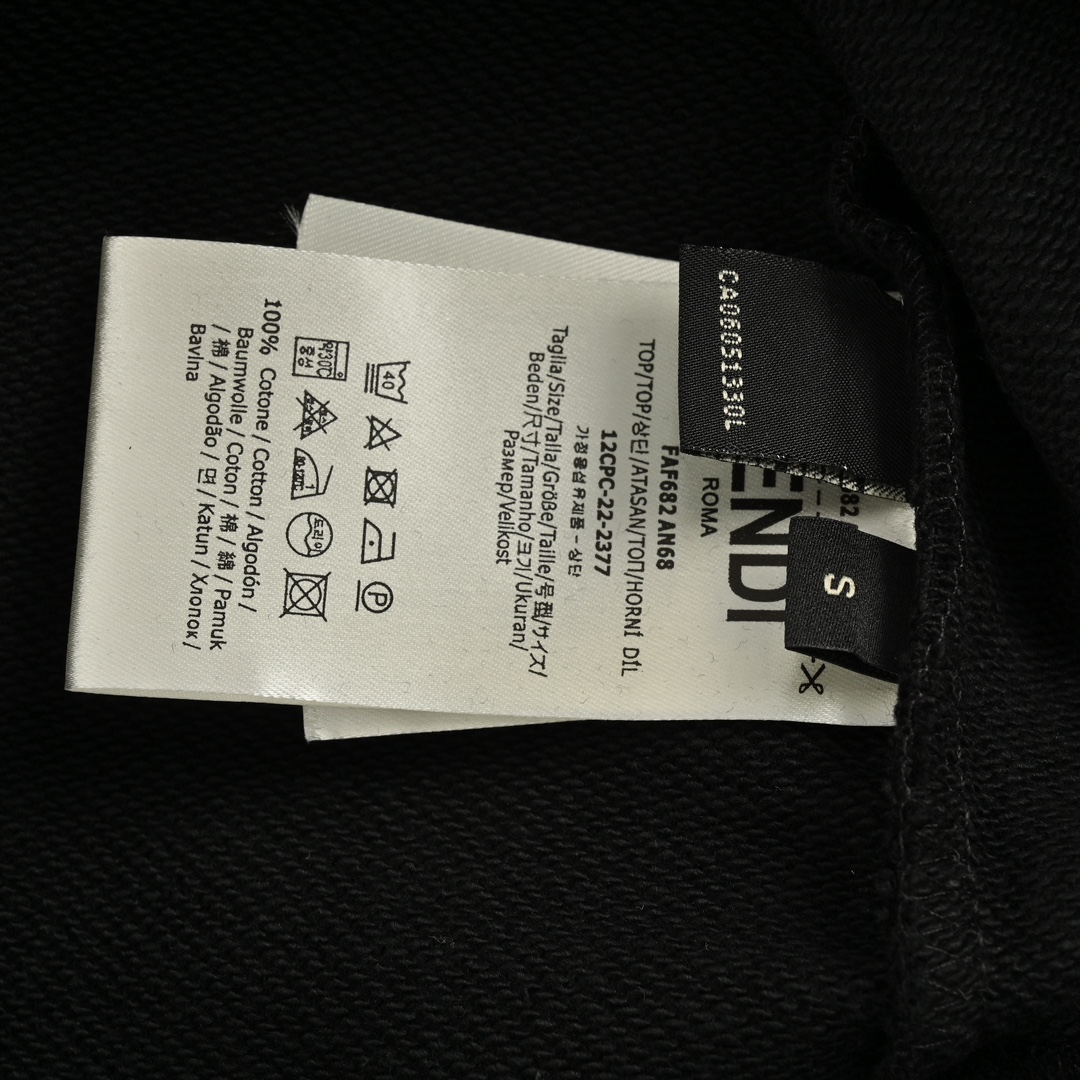 Fendi 24Fw FF leather trim zip pocket crew neck sweatshirt