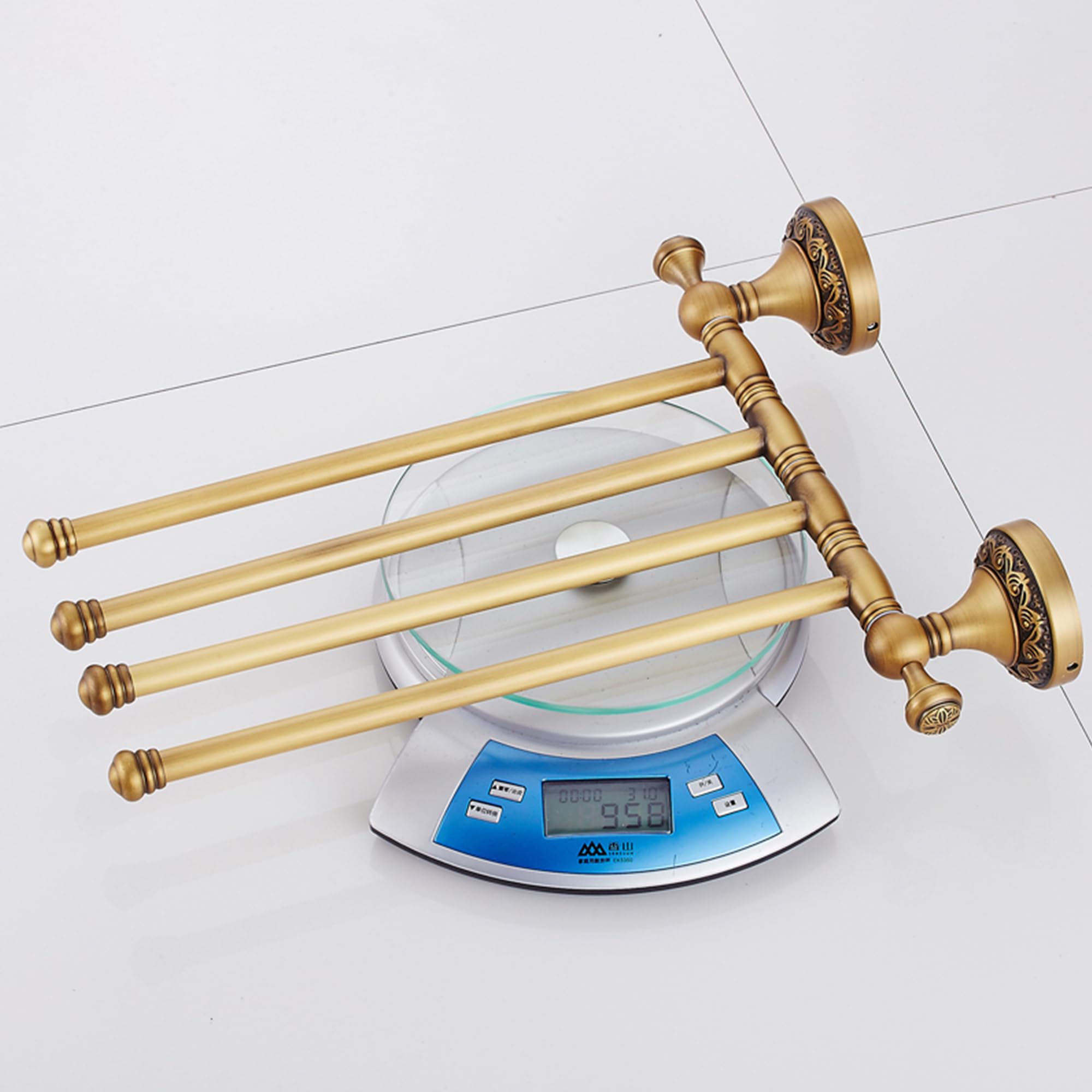 Folding Four-Arm Swivel Brass Towel Rack