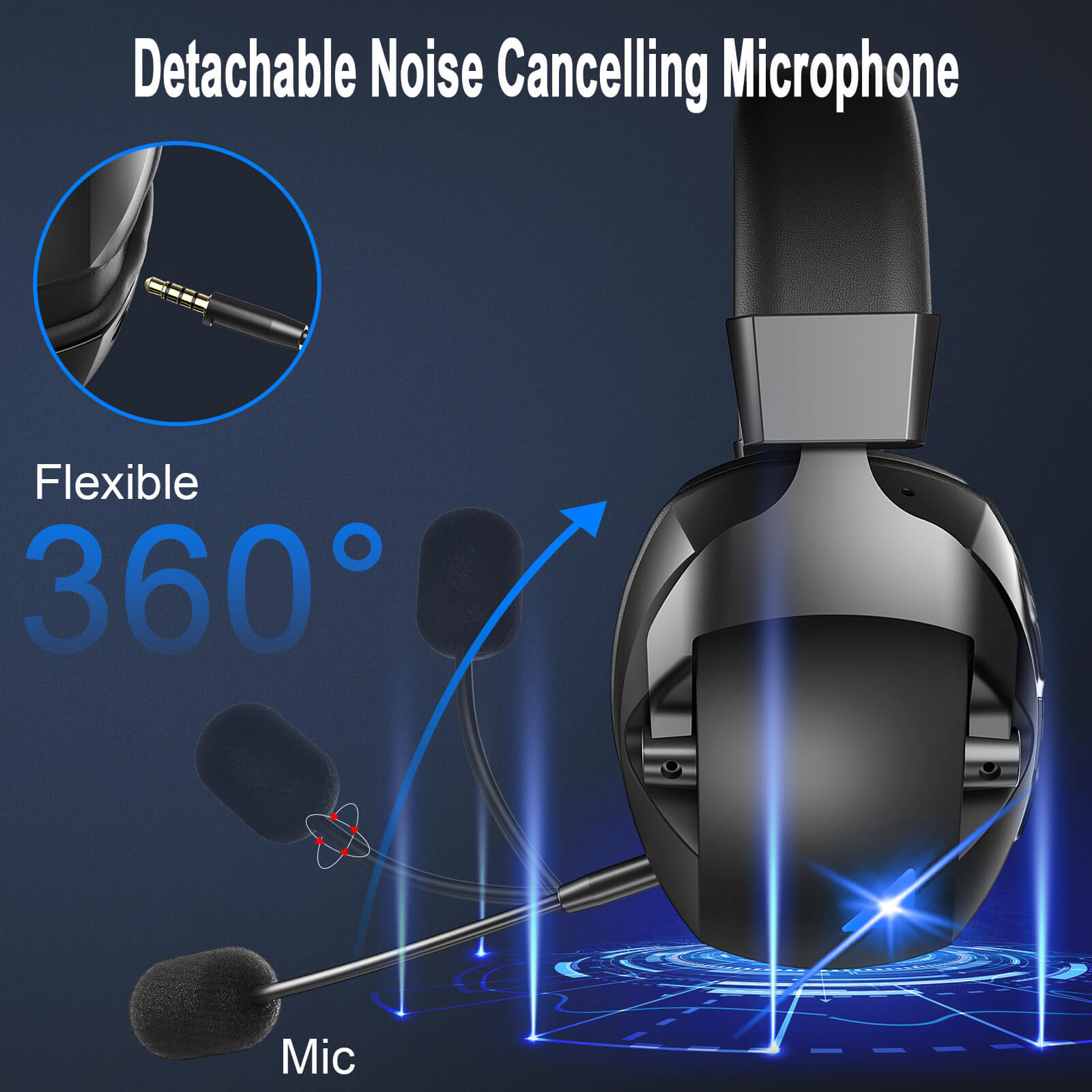 Wireless Gaming Headset With Noise Cancelling Microphone, 2.4G & Wireless Dual Mode Gaming Headphones, Wireless Headset Suitable For PC, PS4, PS5, Smart Phone, Mac, Laptop