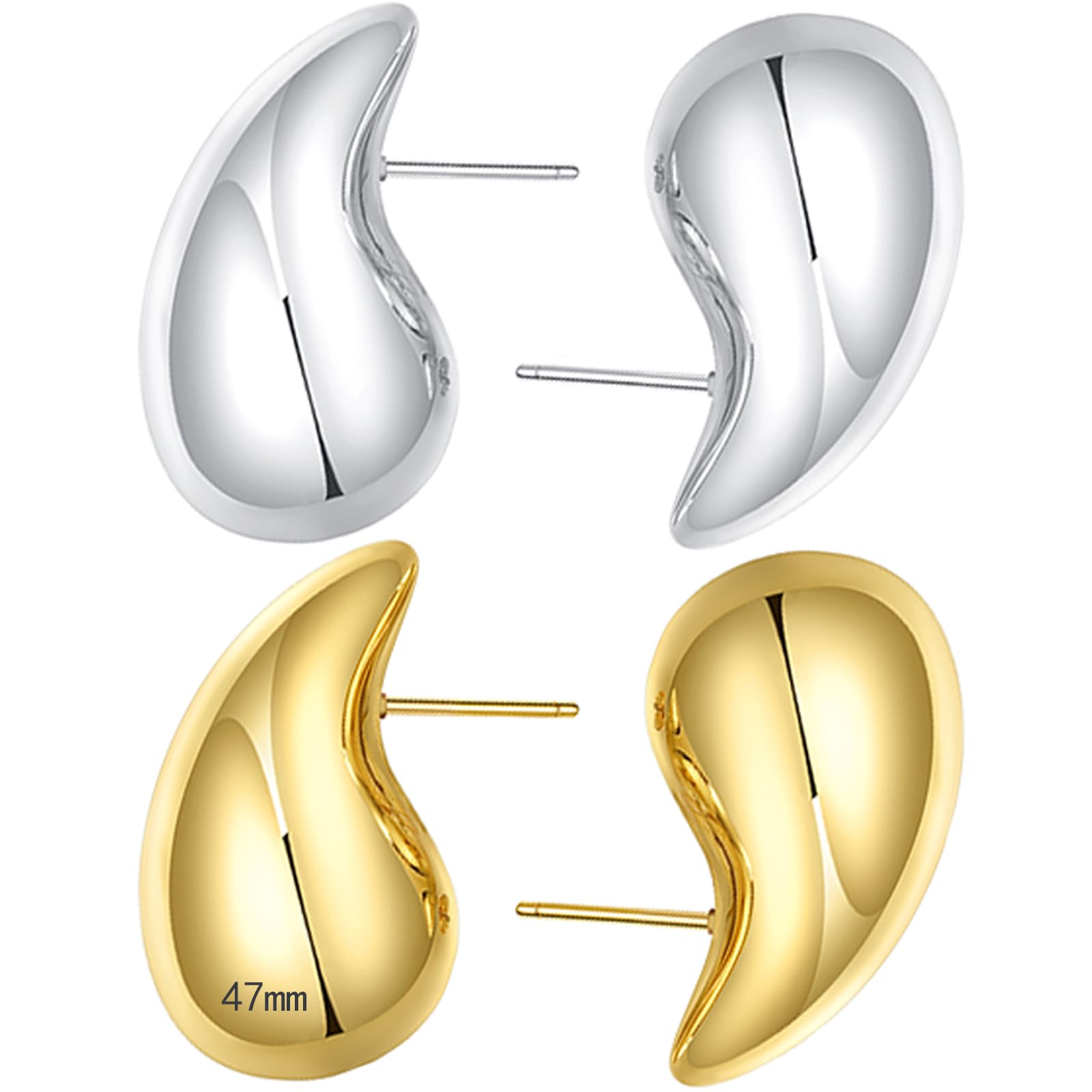 🔥Last Day 50% OFF🔥25/32/47mm Chunky Gold Hoop Earrings for Women | Lightweight Tear Drop Earrings
