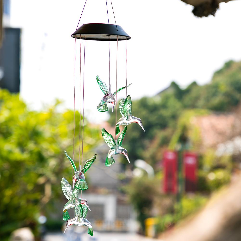 Solar-Powered Dangling Hummingbird Lights