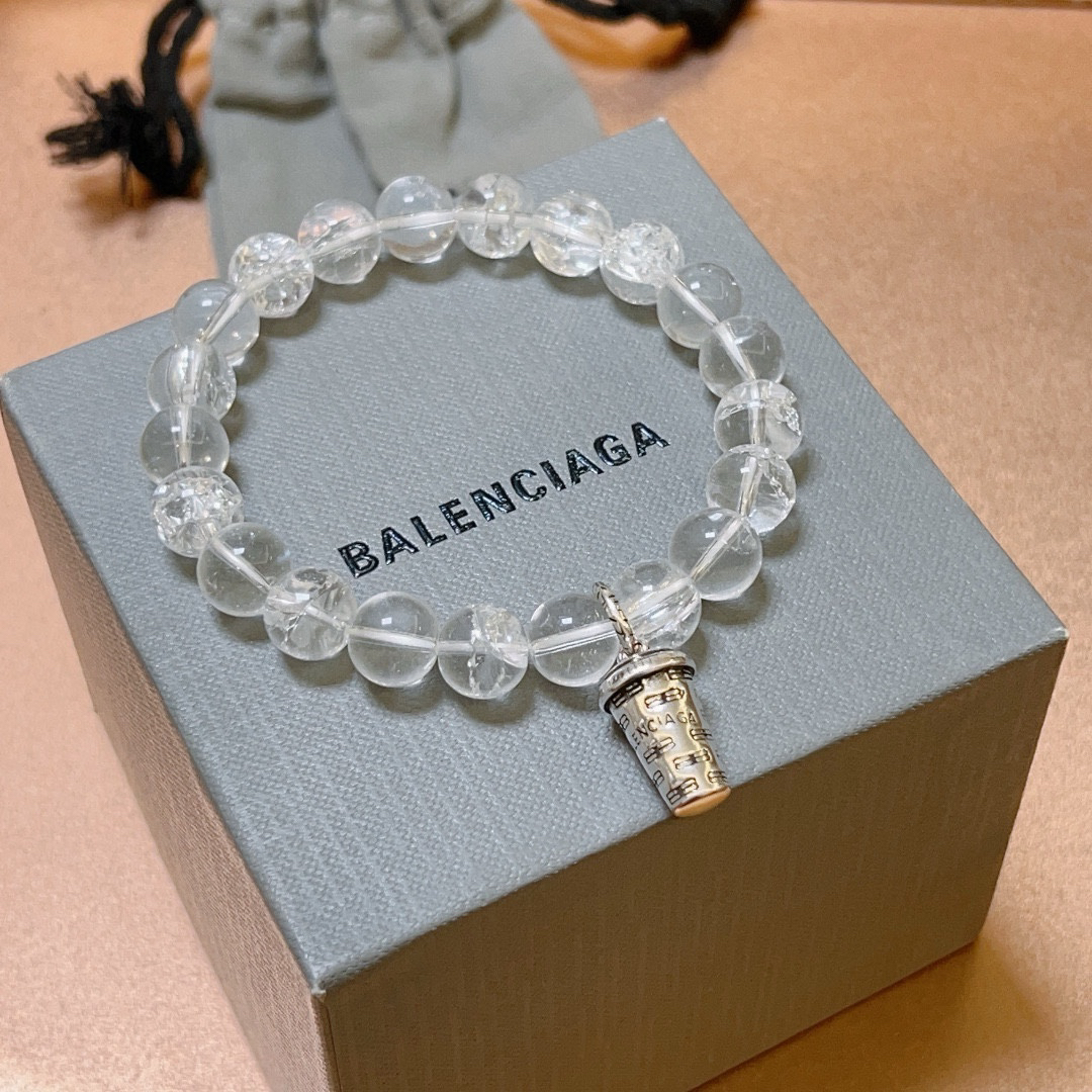 Balenciaga White Crystal Bead Bracelet