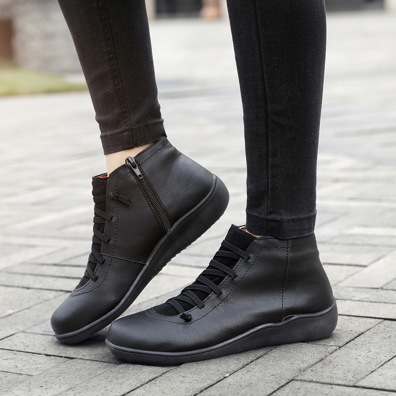 Premium Lace-Up Ankle Boots, Genuine Comfy Leather Boots