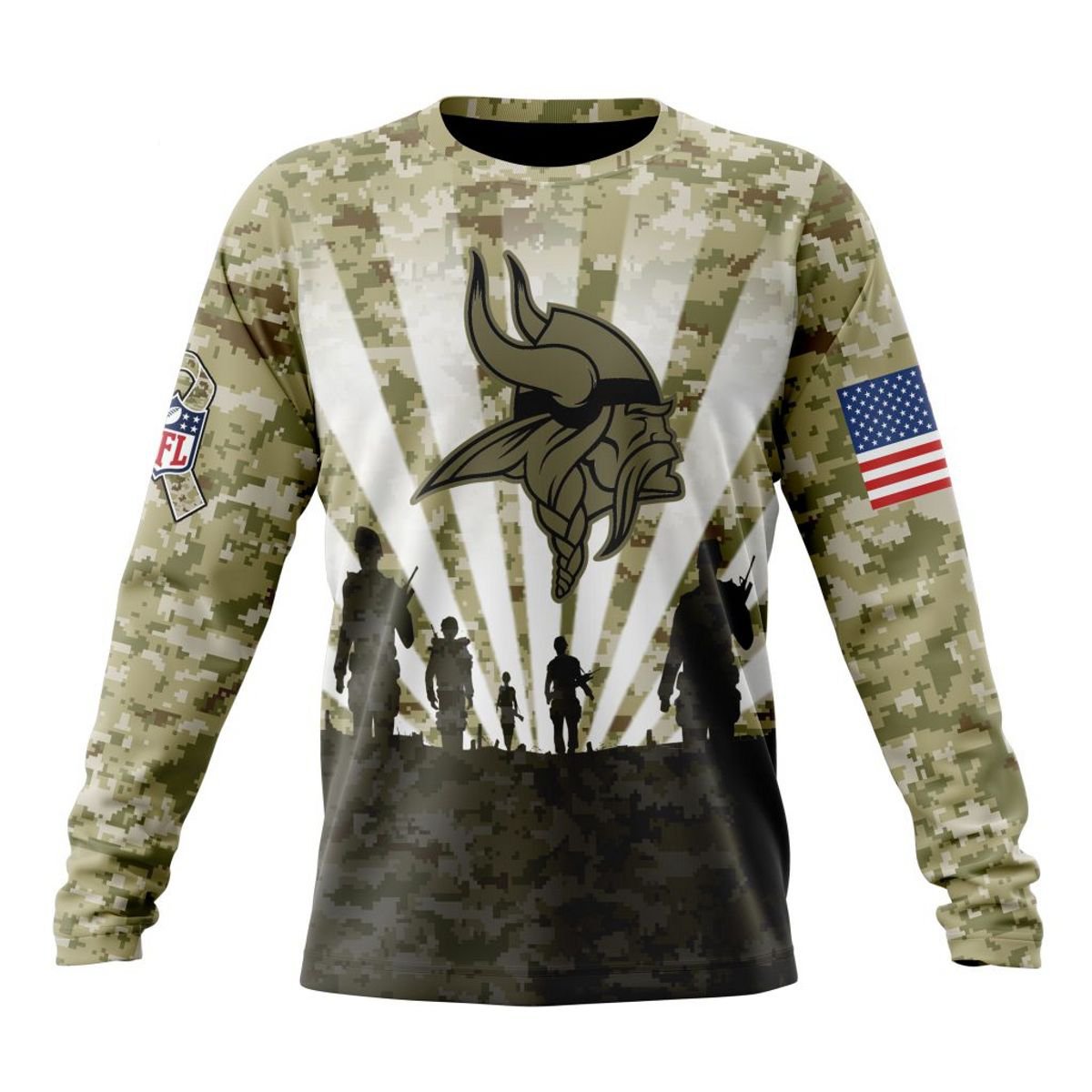 MINNESOTA VIKINGS 3D HOODIE HONOR VETERANS